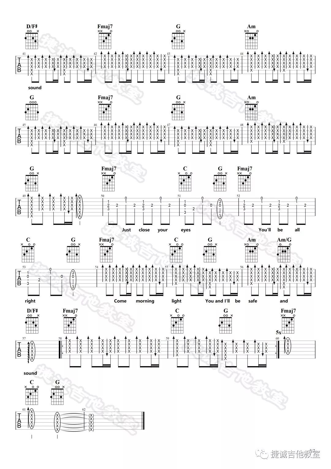 吉他谱《Safe And Sound 》泰勒斯威夫特