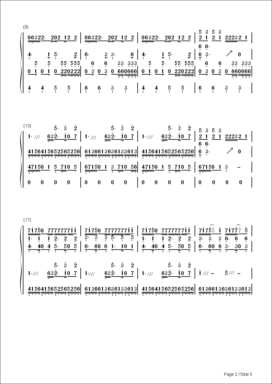 【梦予古筝】纯筝简谱二声部《STAY》古筝谱 作曲：Justin Bieber