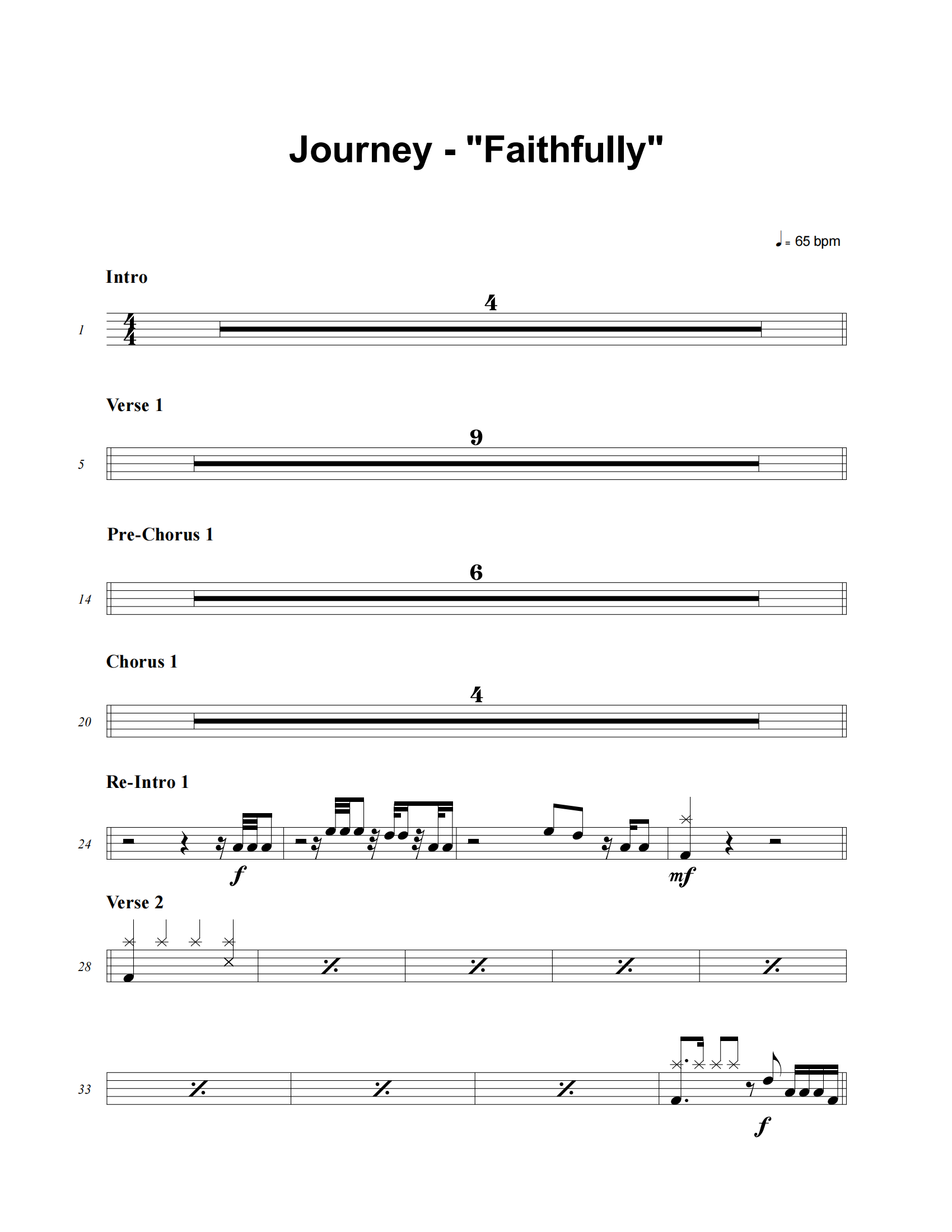 Faithfully鼓谱 Journey《Faithfully》架子鼓|爵士鼓|鼓谱