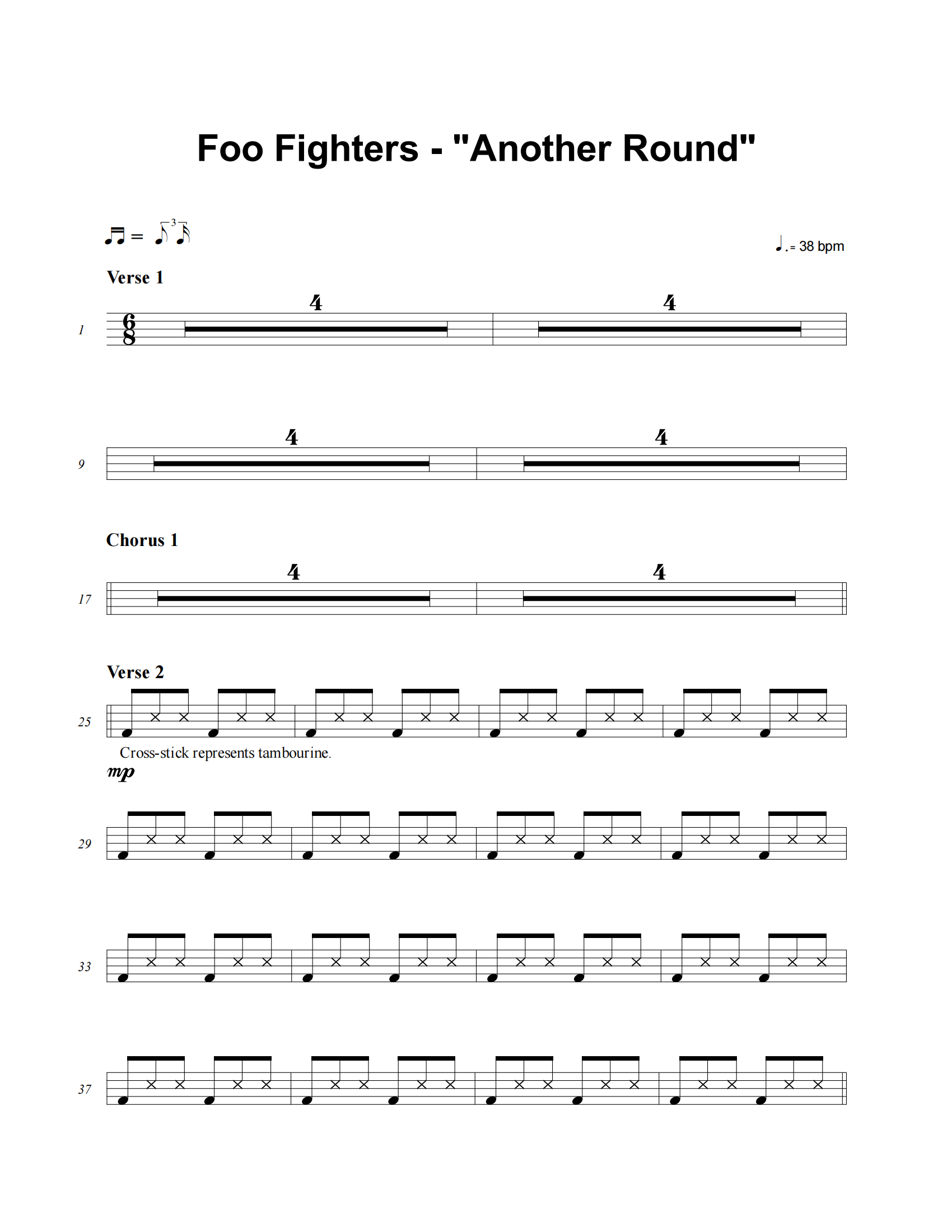 Another Round鼓谱 Foo Fighters《Another Round》架子鼓|爵士鼓|鼓谱