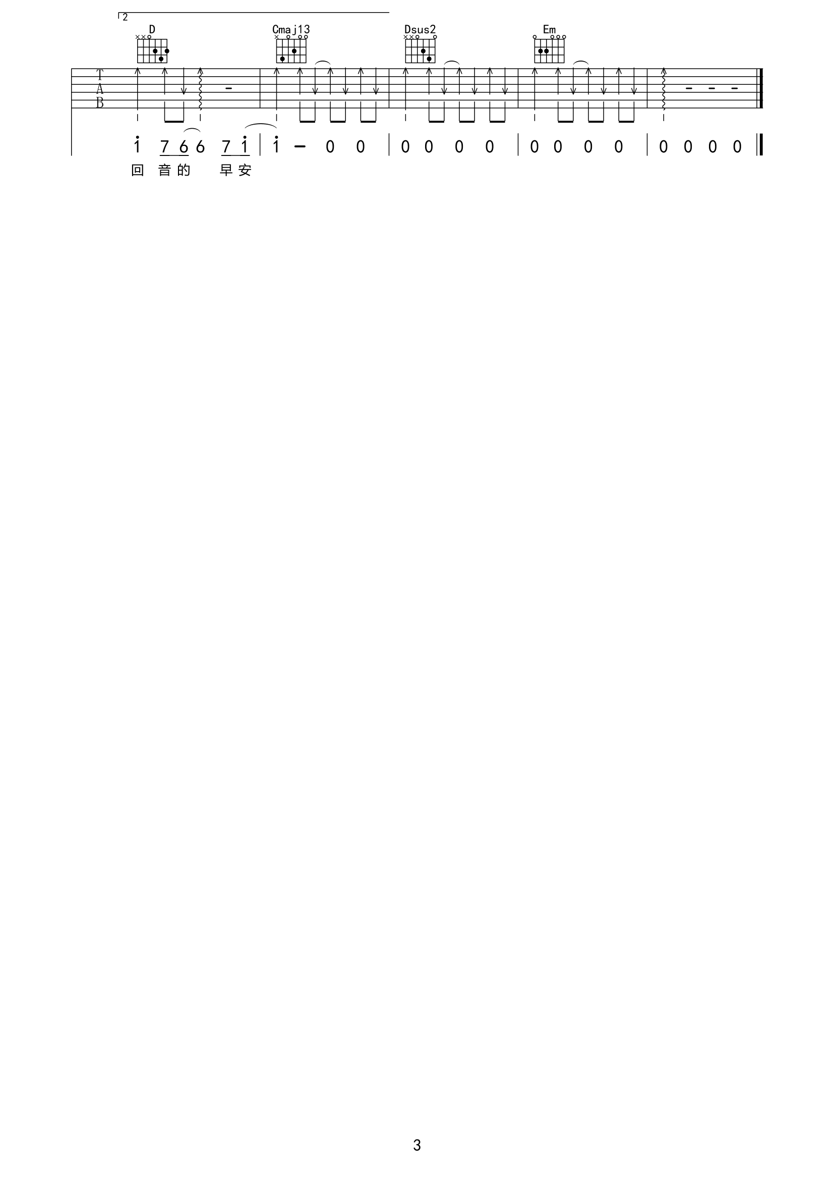 四点的海棠花未眠吉他谱 渡-四点的海棠花未眠六线谱G调指法编配