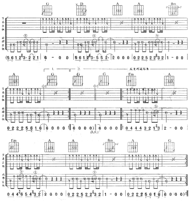 蓝莲花吉他六线谱 许巍