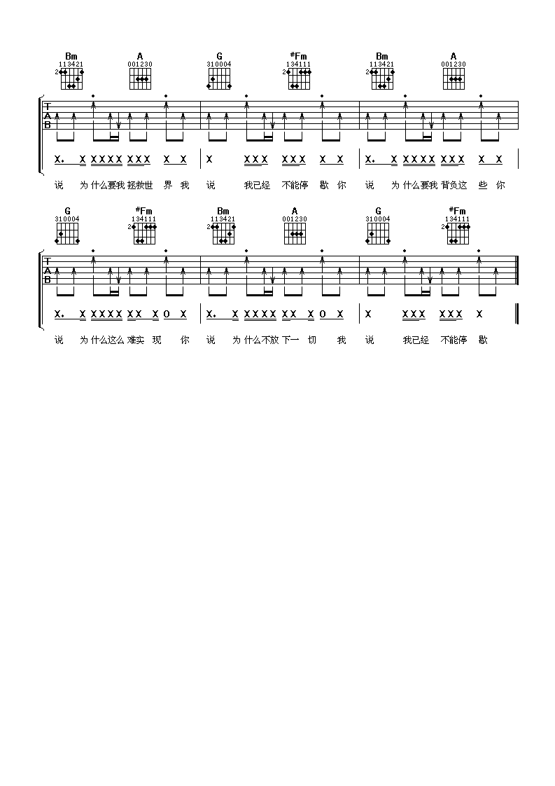 《出神入化》吉他谱六线谱D调-飞轮海