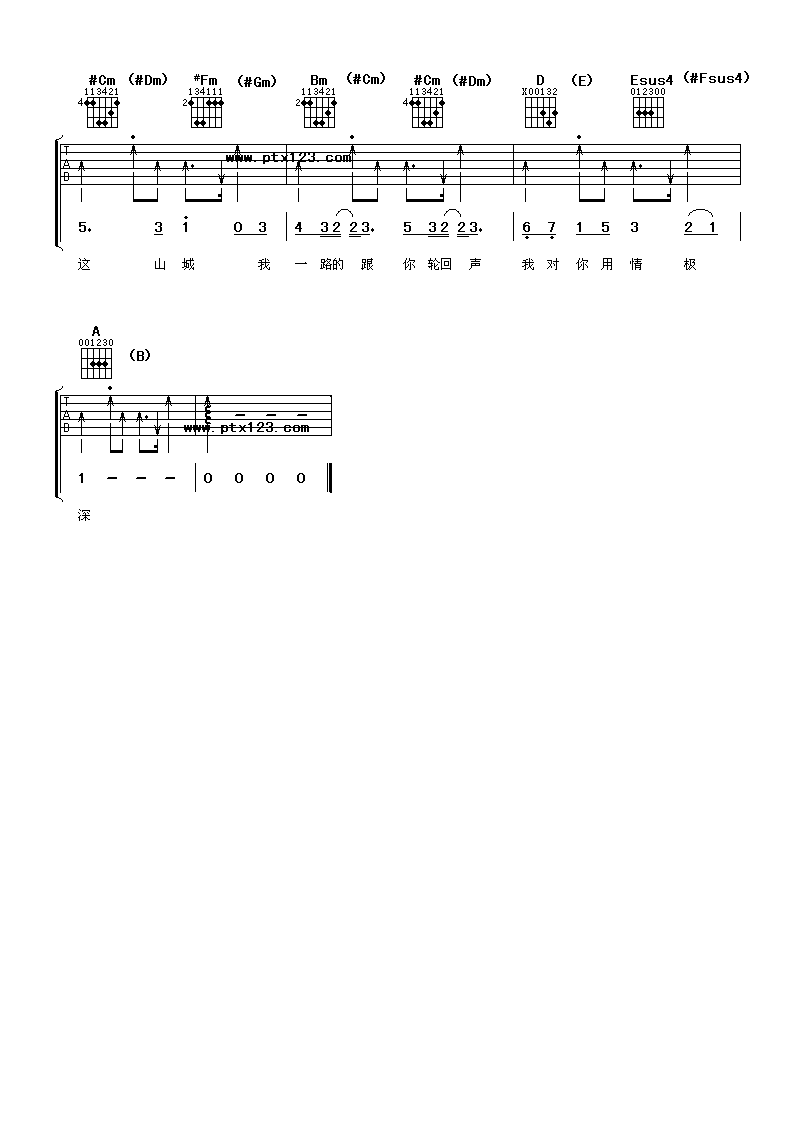 《醉赤壁》吉他谱六线谱选调A-林俊杰