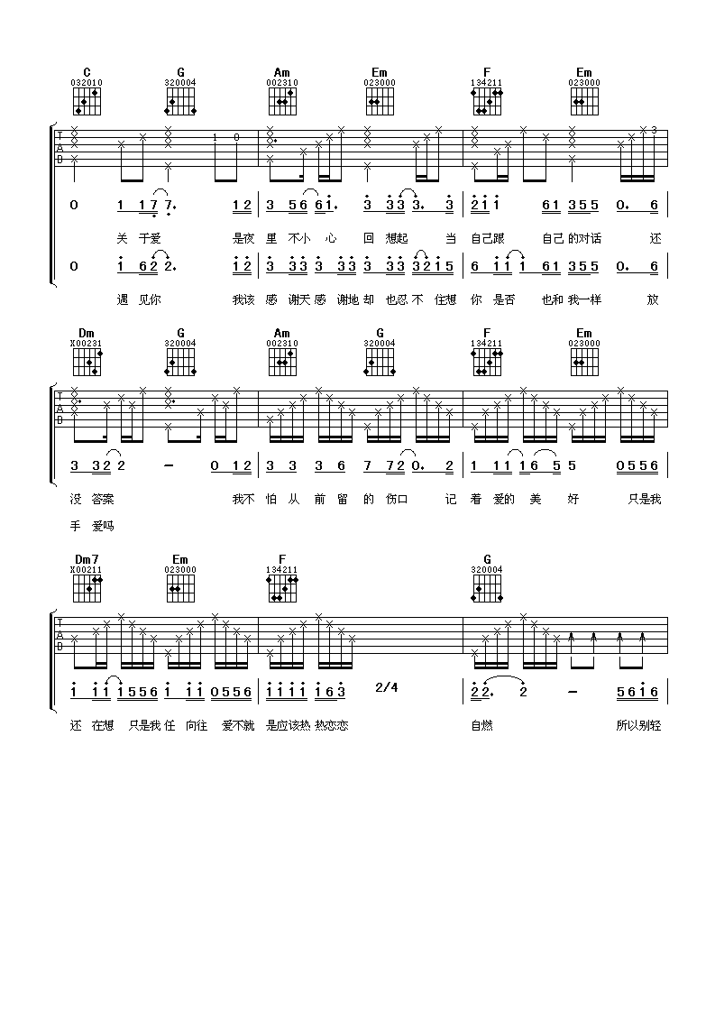 《我愿等》吉他谱六线谱C调-苏永康