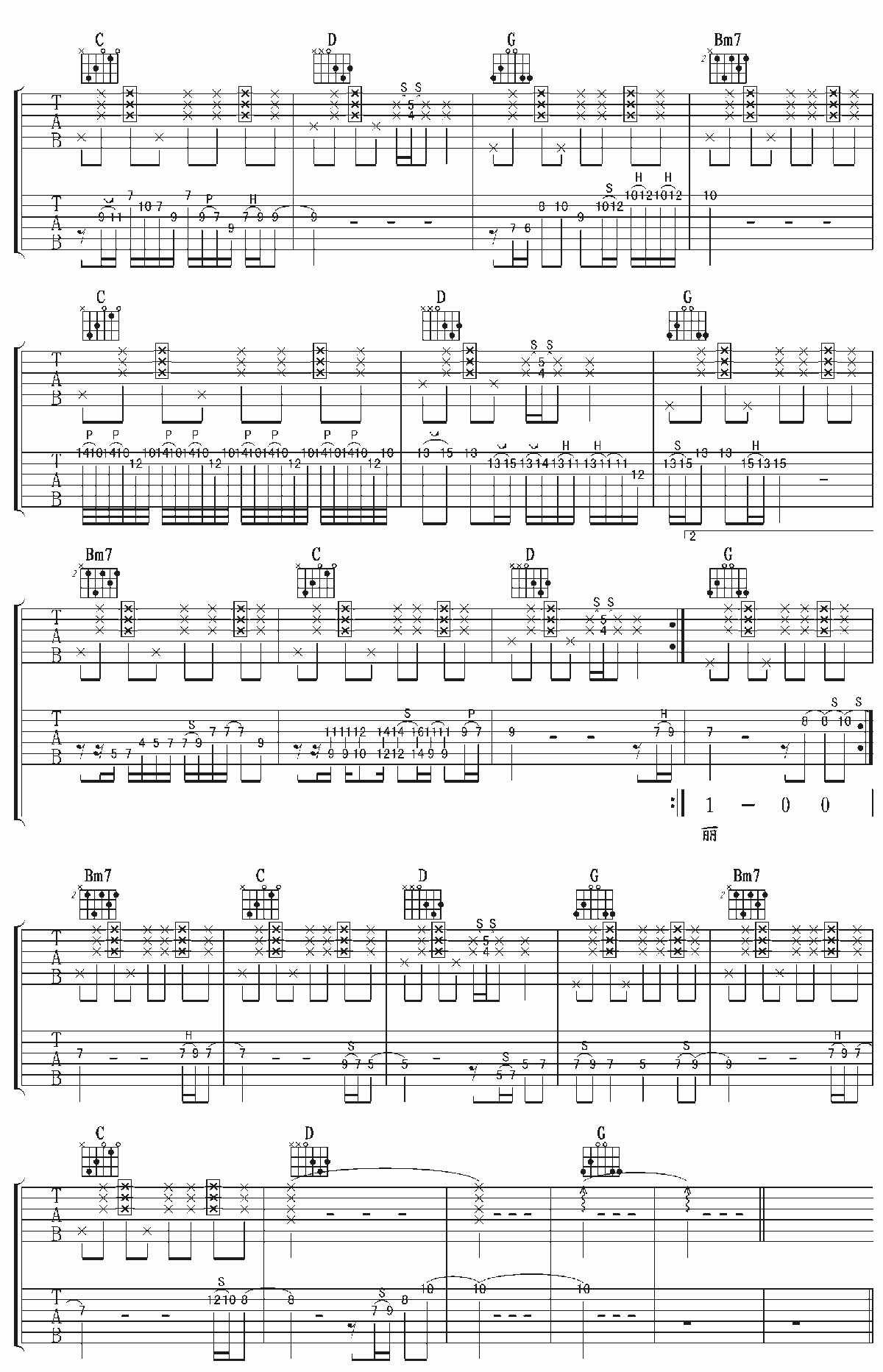 《彩虹》吉他谱六线谱(双吉他版)_羽泉