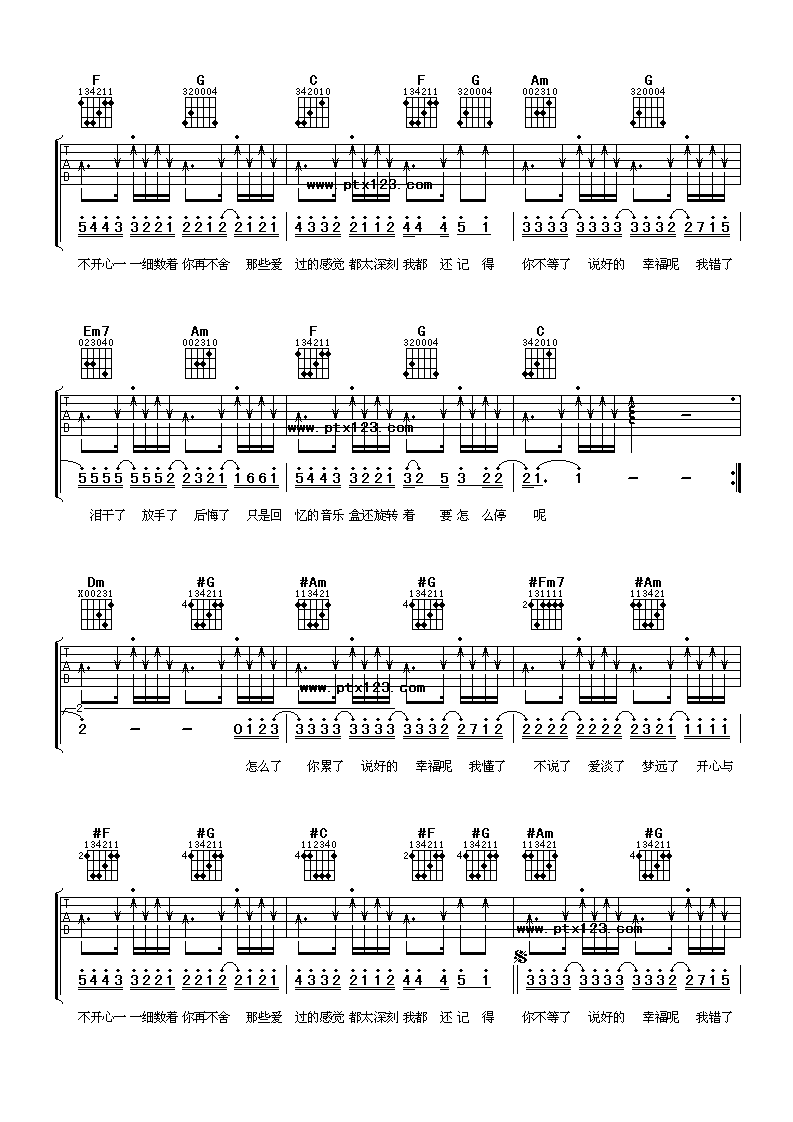 《说好的幸福呢》吉他谱六线谱C调双吉他版_周杰伦