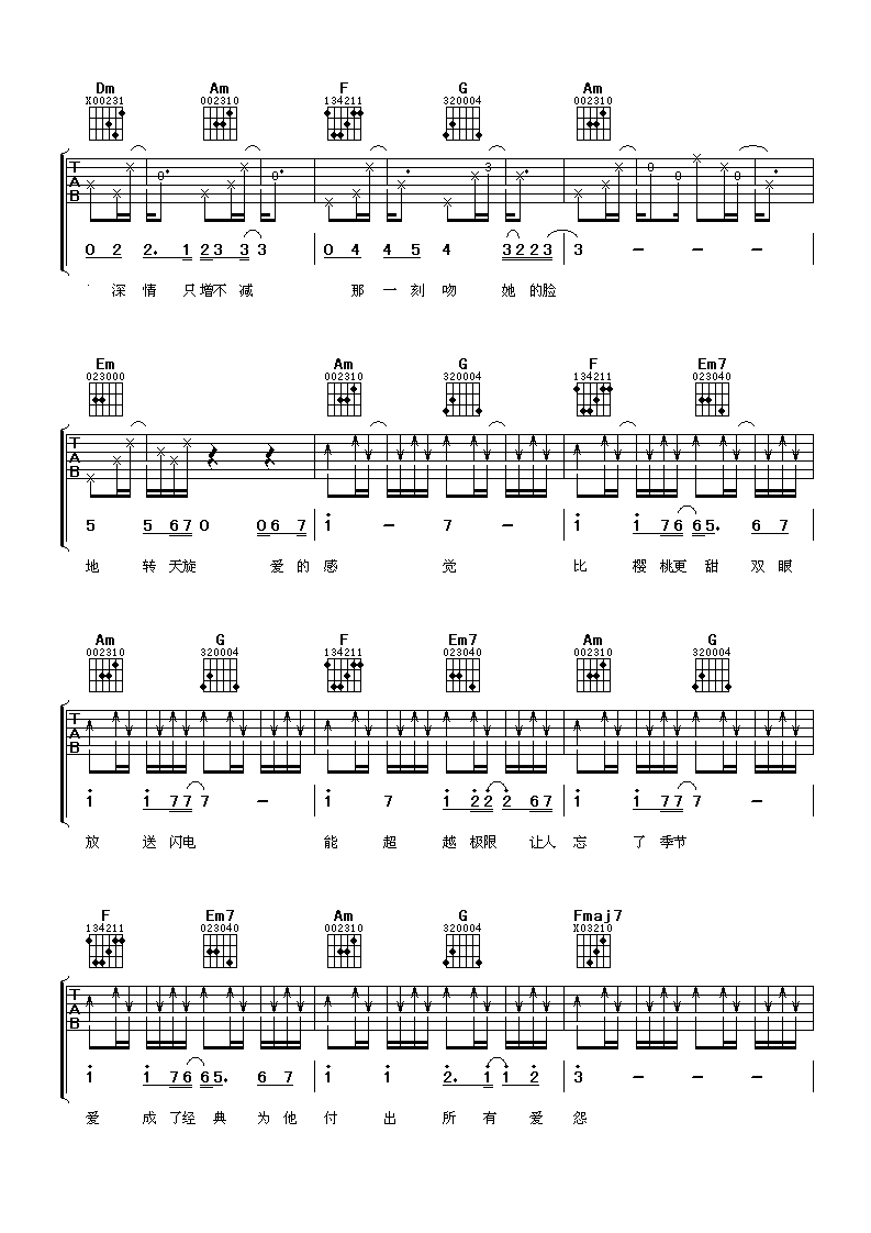 《小乌龟》吉他谱六线谱C调_张栋梁