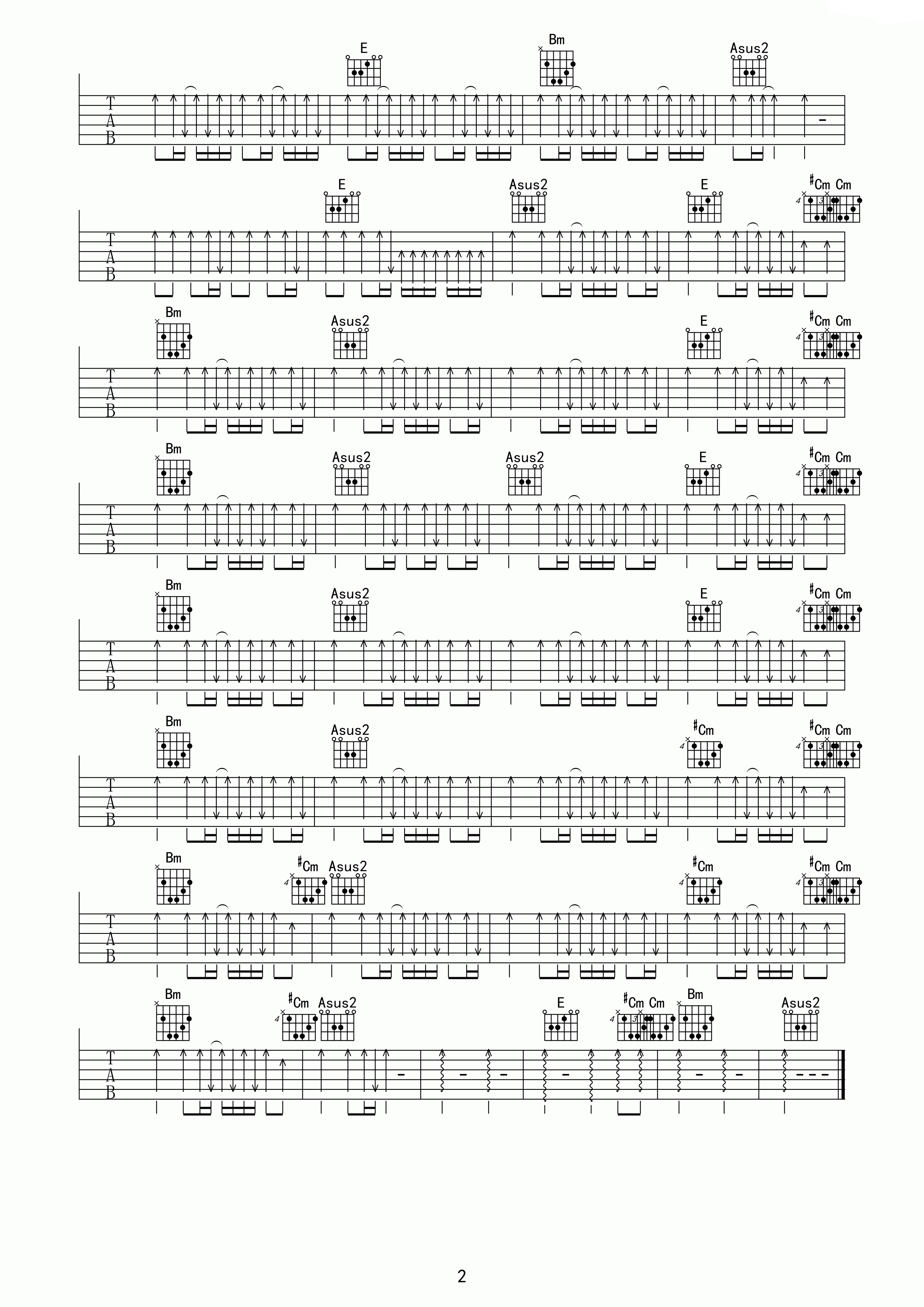 《城市说》吉他谱六线谱B调_宋冬野