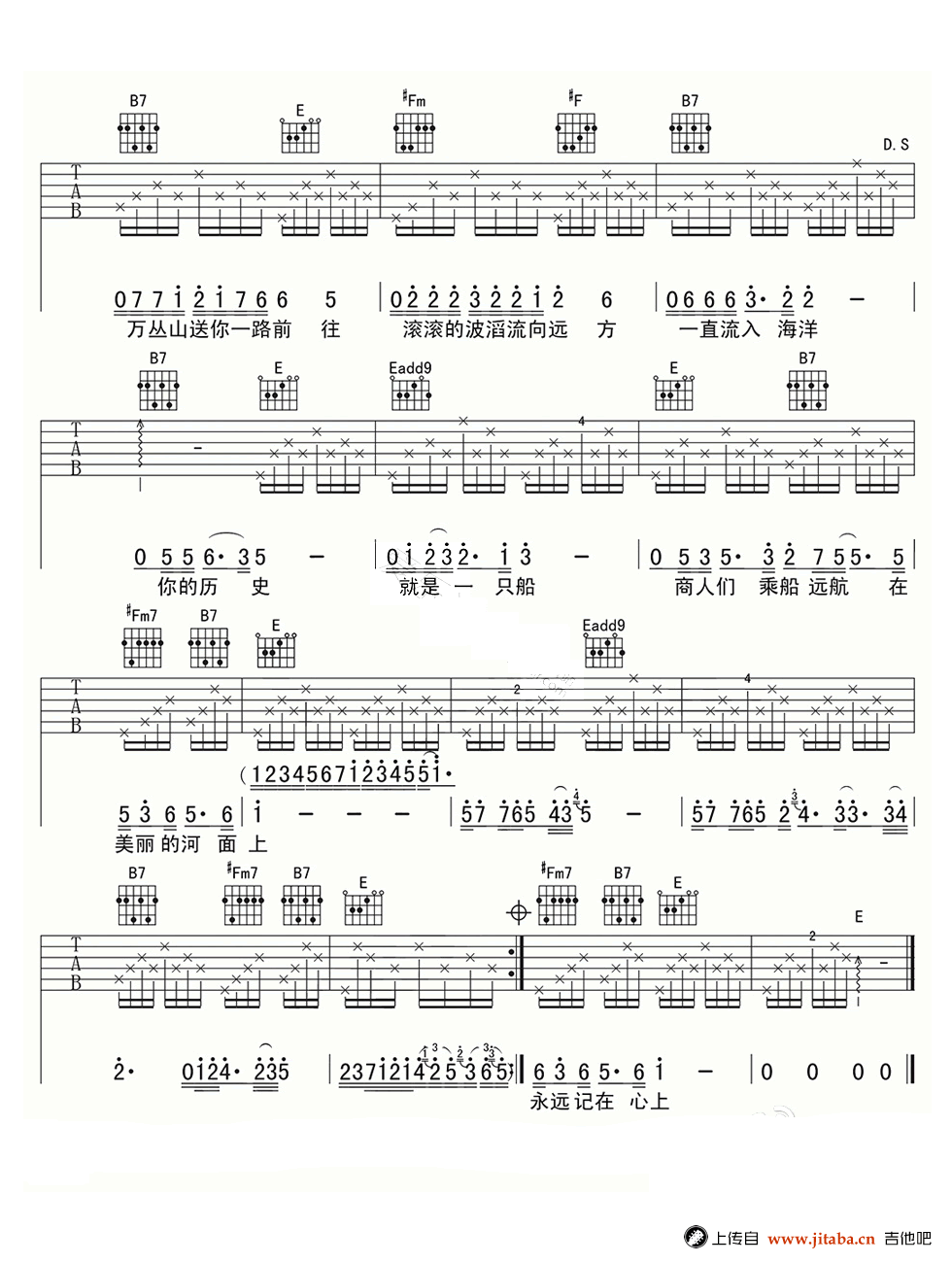 美丽的梭罗河吉他谱