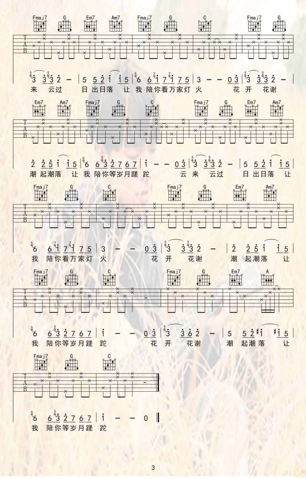 夏沙-陪你看万家灯火简谱