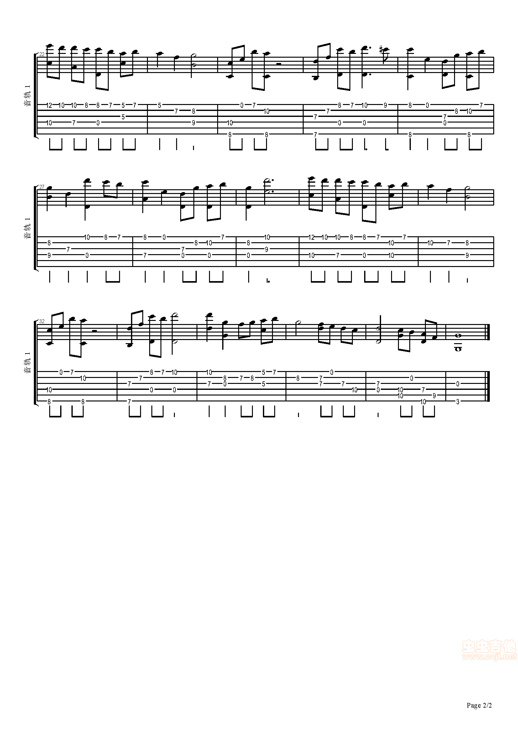 夜明け-《变态王子与不笑猫》插曲_高清吉他谱