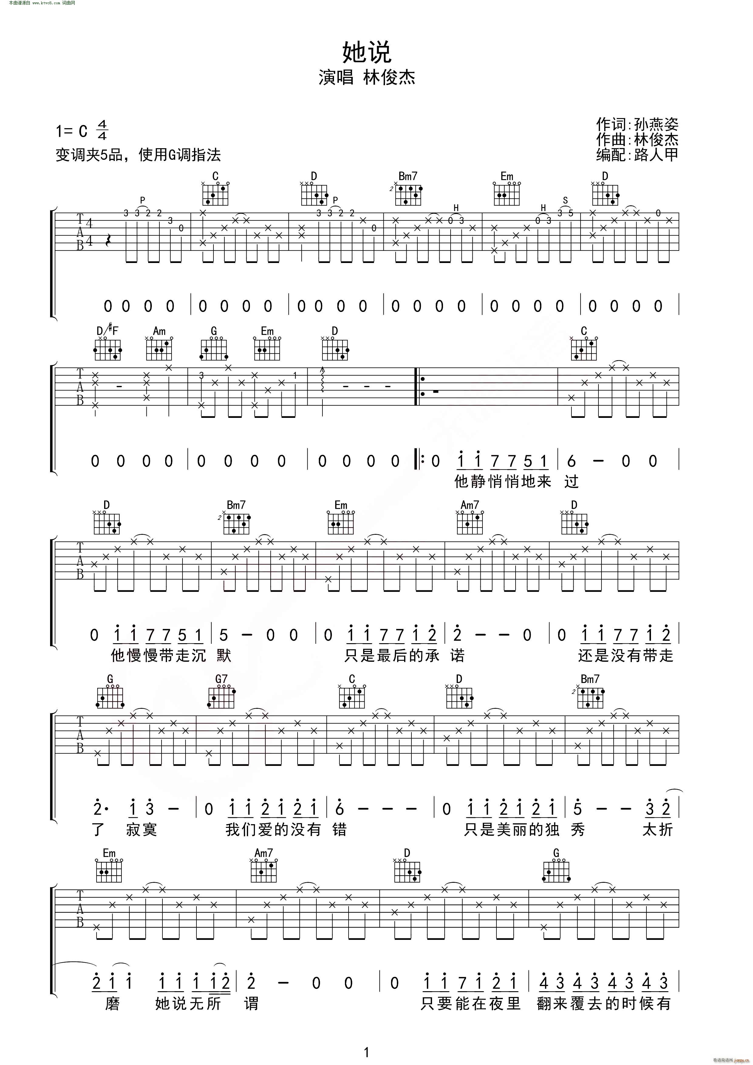 《风吹麦浪》_高清吉他谱