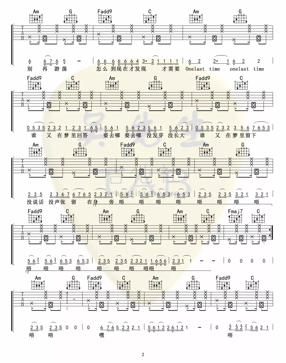 《恋恋风尘》_高清吉他谱