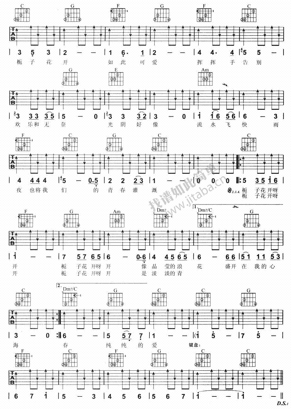 栀子花开吉他谱六线谱
