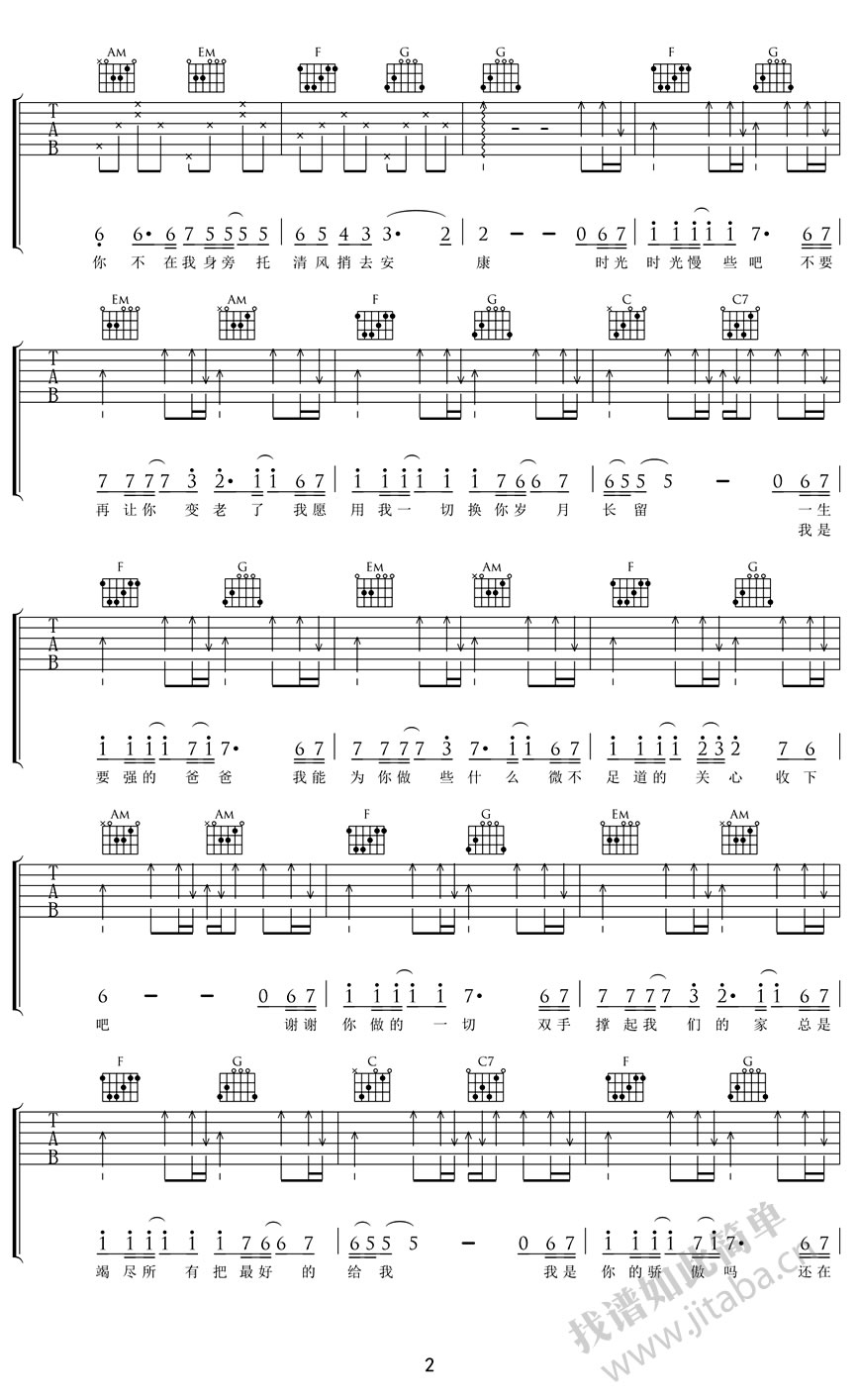 筷子兄弟《父亲》六线谱