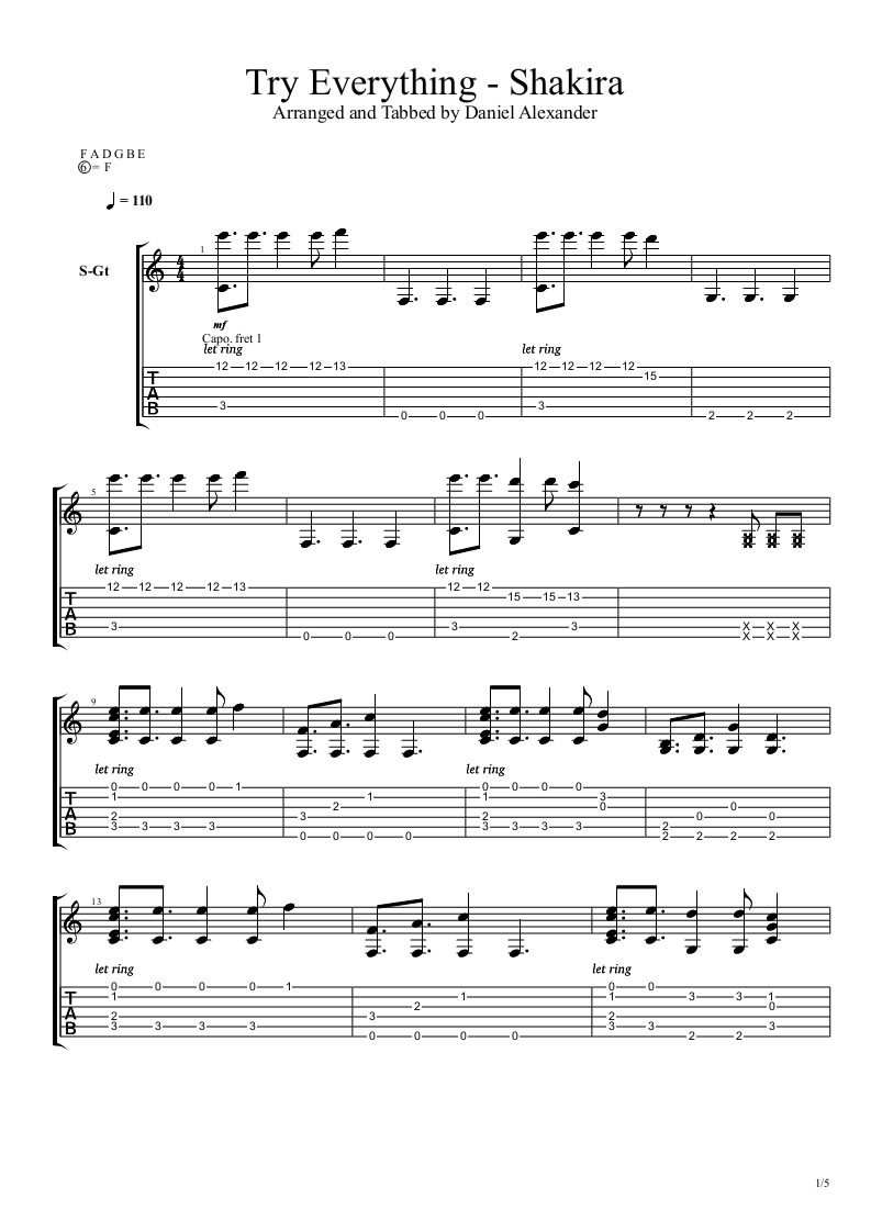 指弹-Try Everything(尝试一切 电影《疯狂动物城》主题曲)