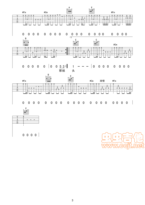 《突然的自我》_高清吉他谱
