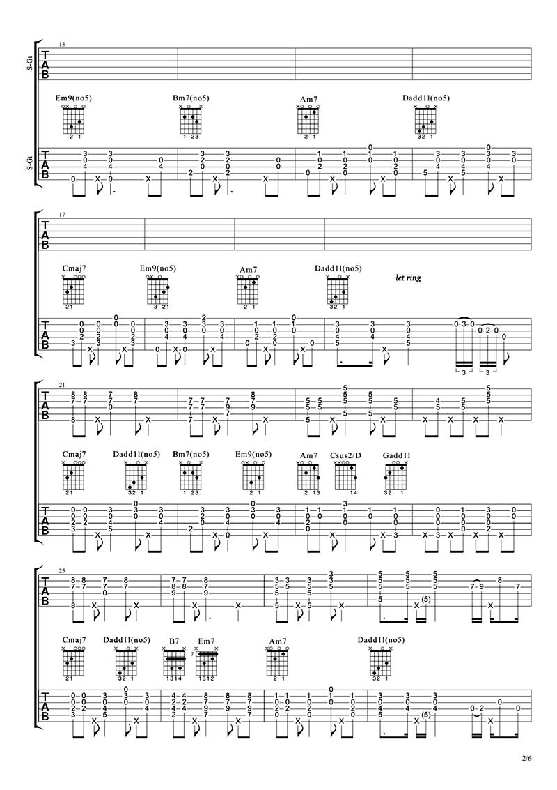 鹿晗致爱吉他弹唱谱