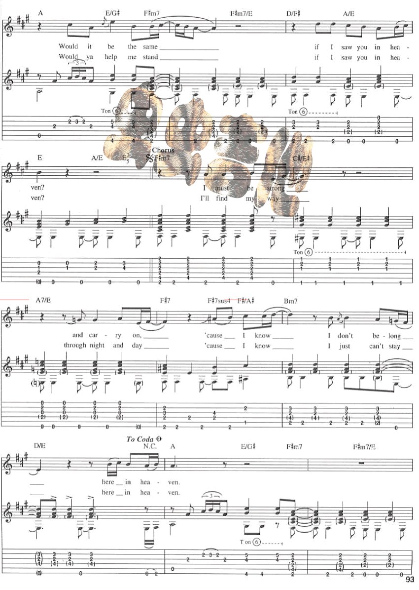 《泪洒天堂》_吉他谱