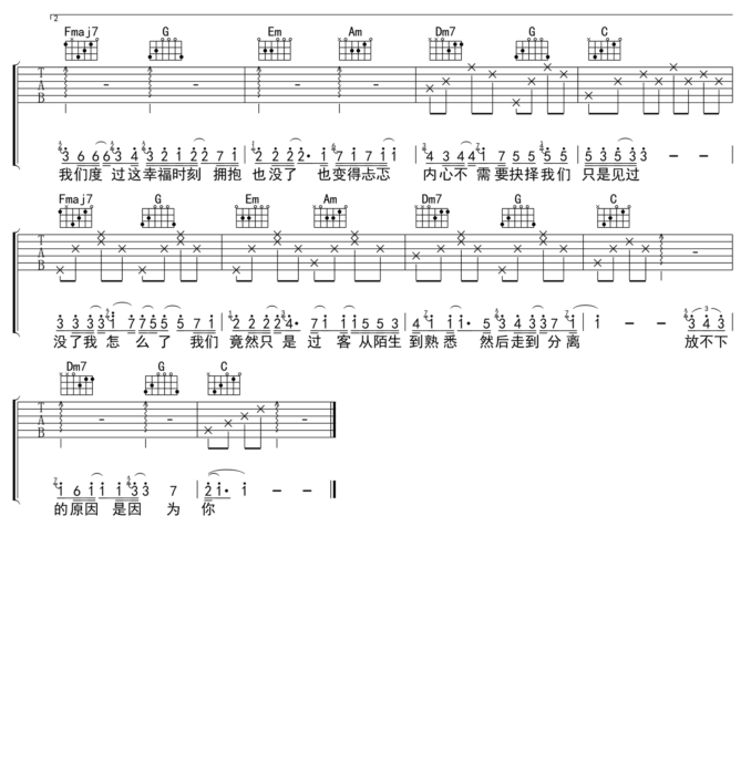 《我走后》抖音最新_吉他谱