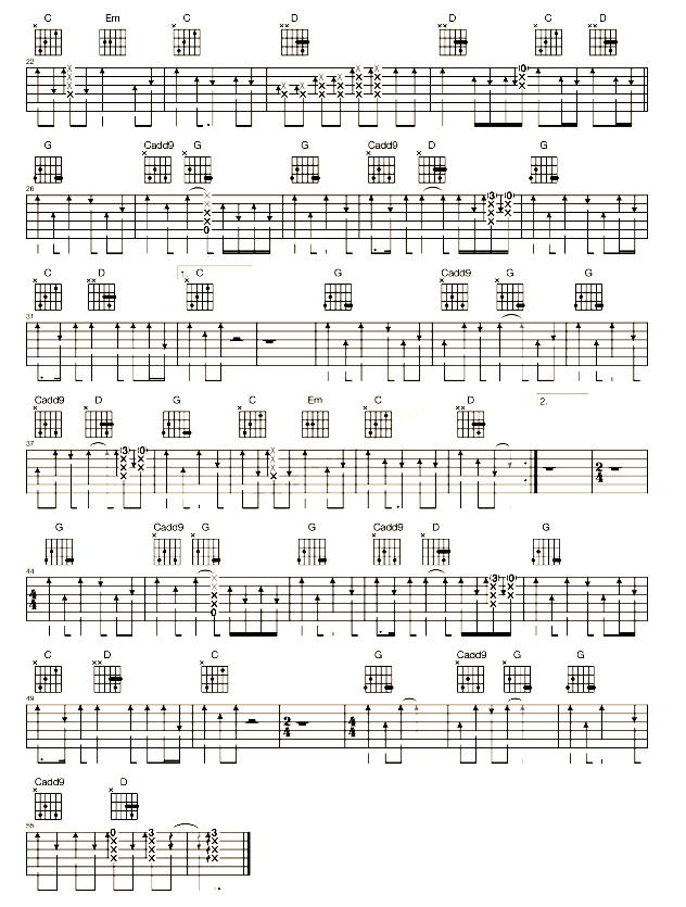 《坦白》天堂乐队_吉他谱