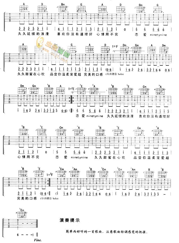 《喜欢你没道理》_吉他谱