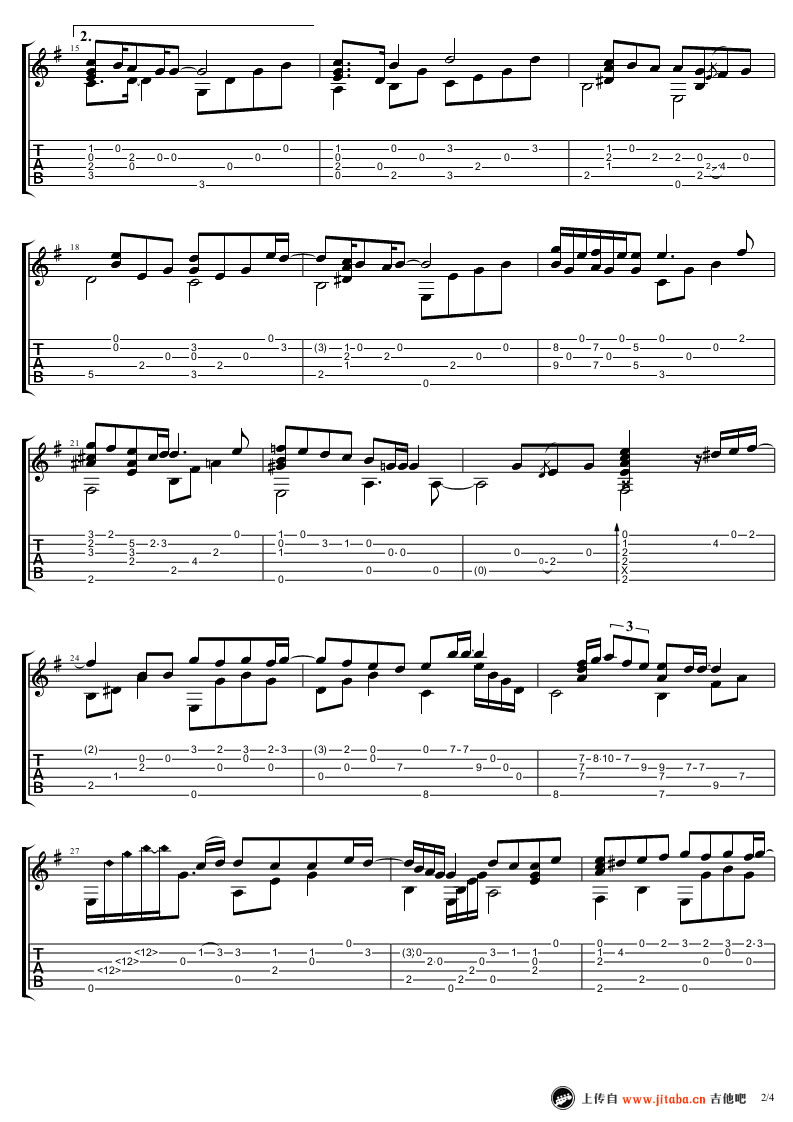 雪之华吉他独奏谱