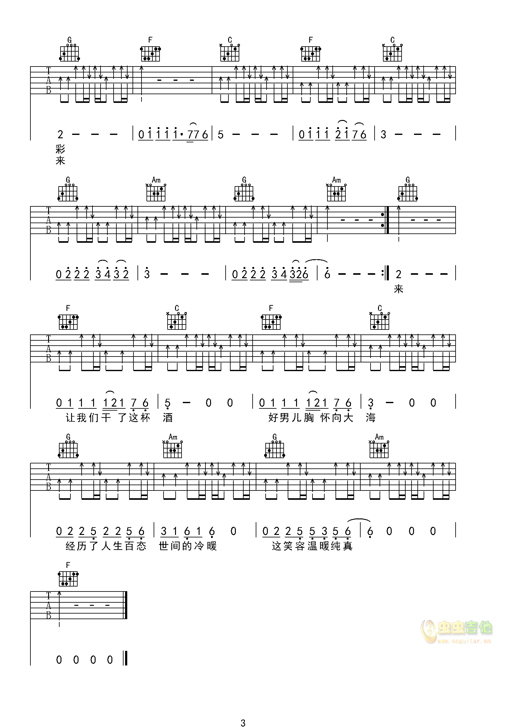 《曾经的你》_吉他谱 修改版