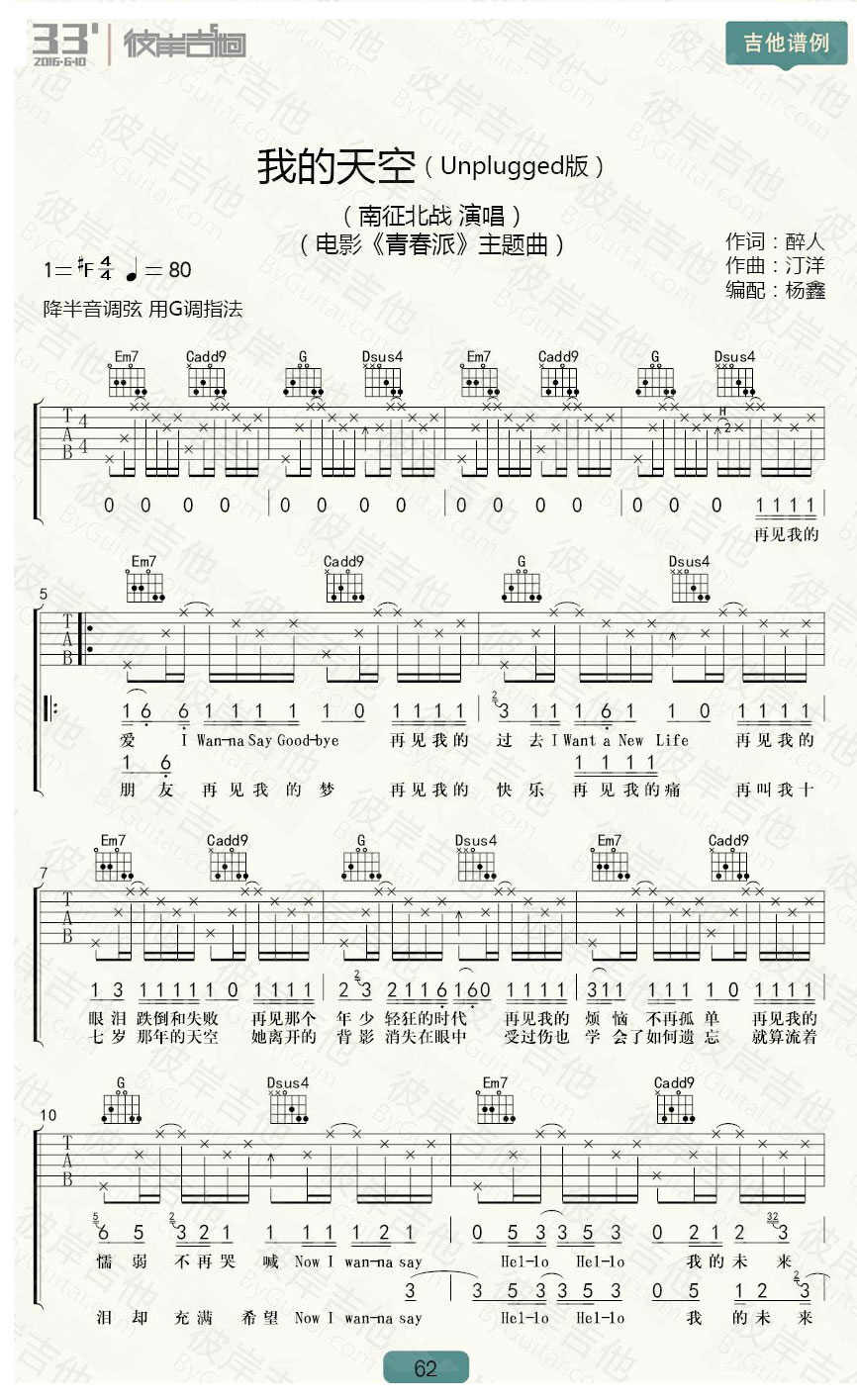 南征北战 我的天空吉他谱