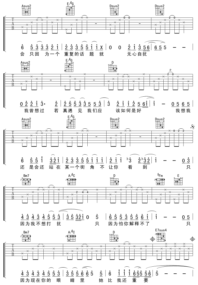 《街角的祝福》_高清吉他谱