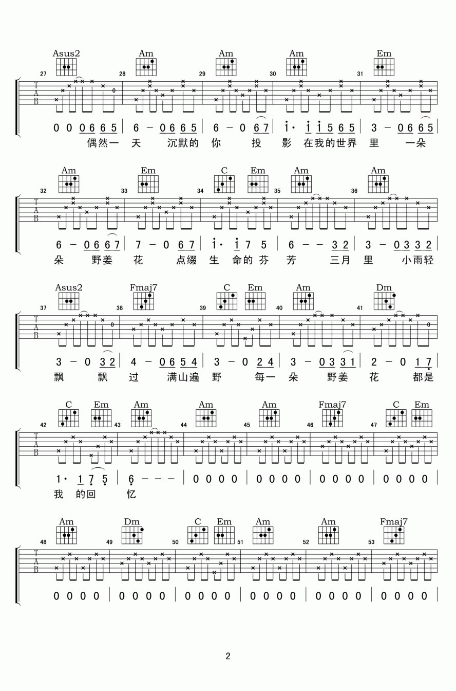 野姜花的回忆吉他谱