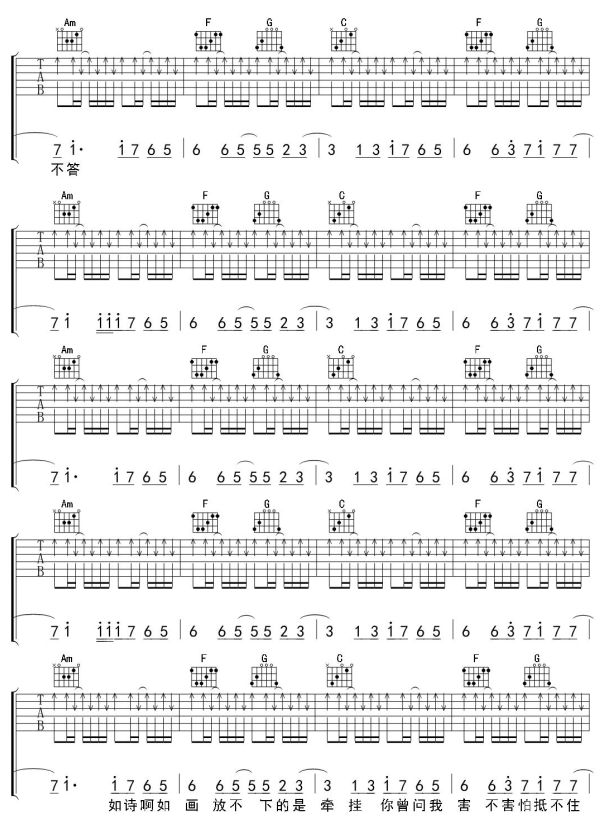 《樱花树下的约定》抖音最新_吉他谱