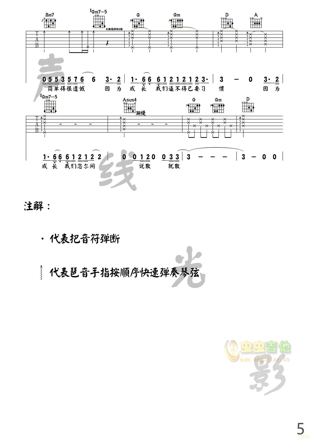 《说散就散》_高清吉他谱