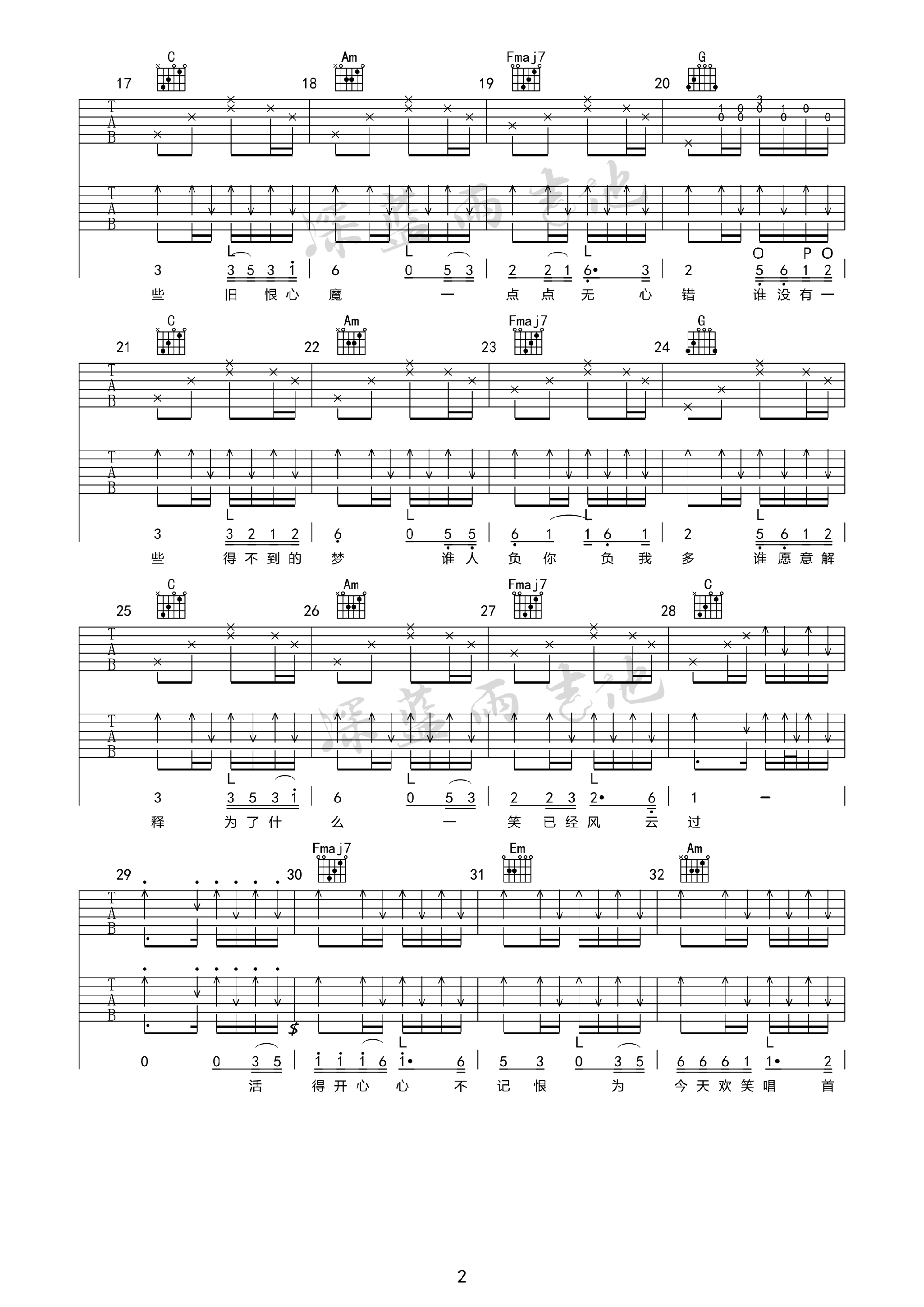 《笑看风云》_高清吉他谱