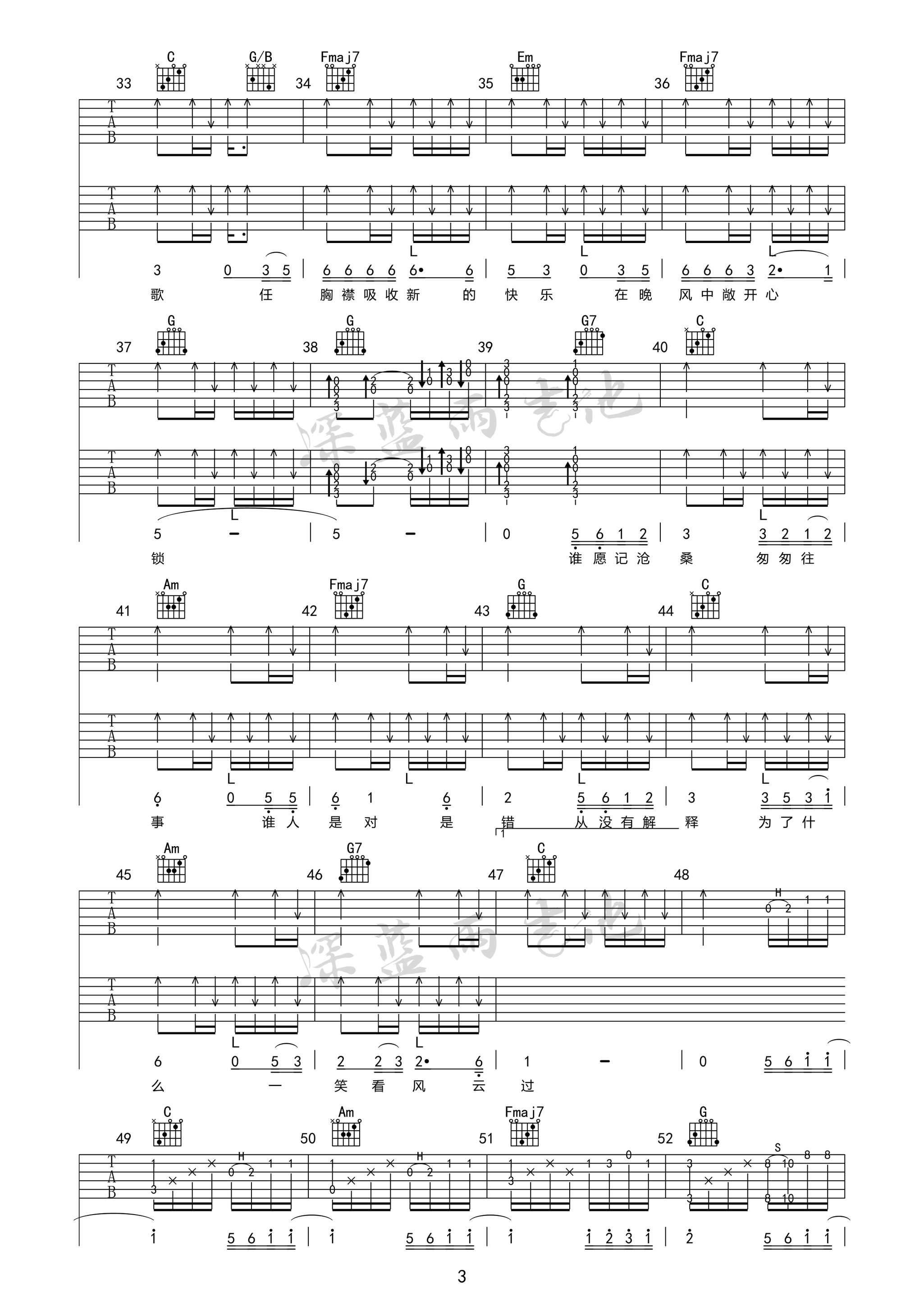 《笑看风云》_高清吉他谱