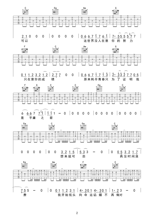 《平庸之辈》_高清吉他谱