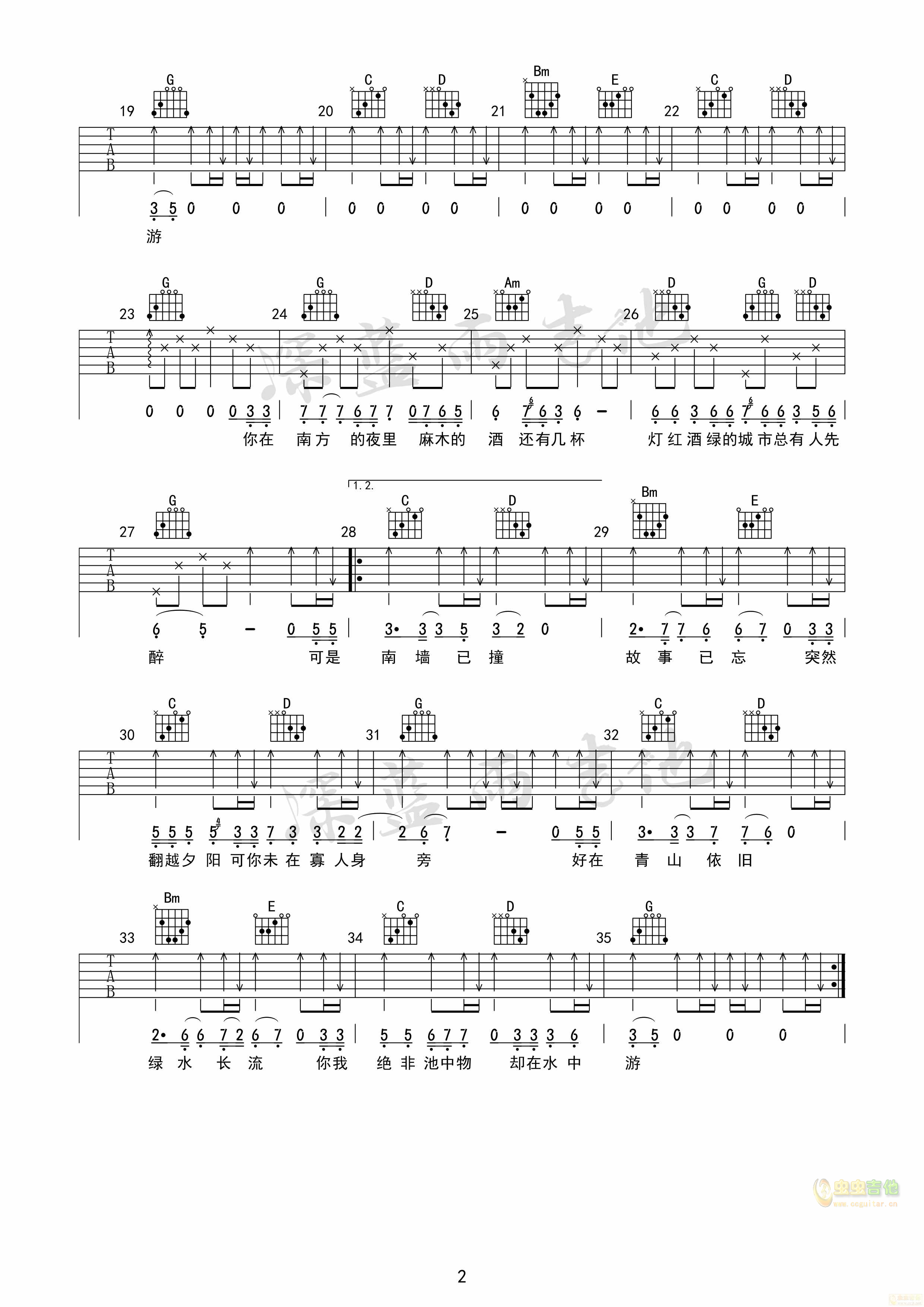 《南墙已撞 故事已忘》_高清吉他谱