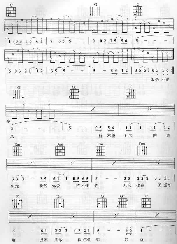《把悲伤留给自己》_高清吉他谱
