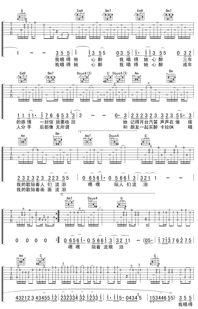 《他来听我的演唱会》_高清吉他谱