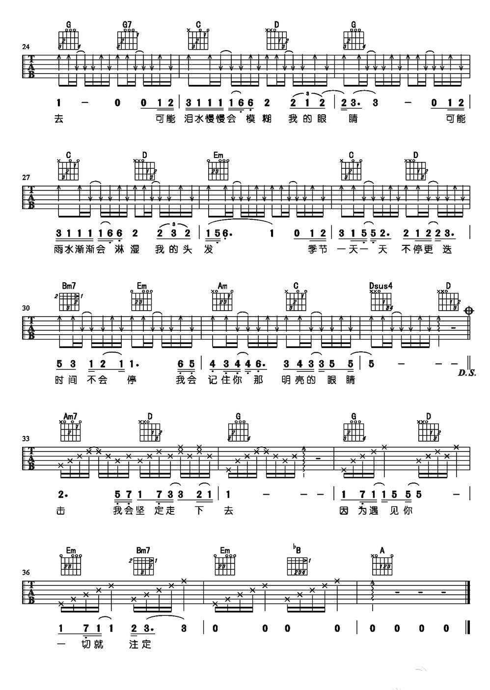 王源《因为遇见你》简谱