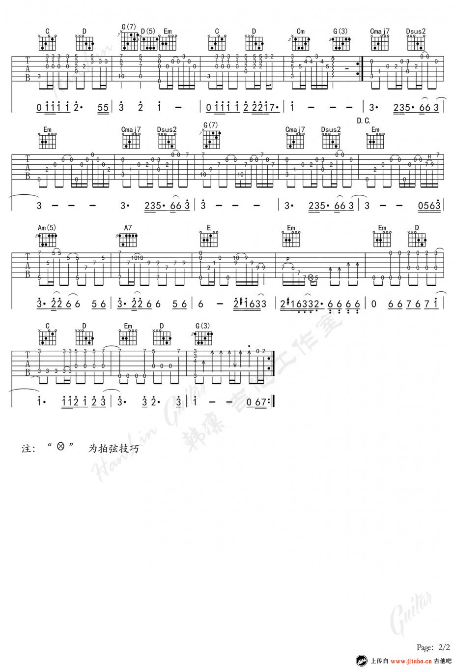 海阔天空吉他指弹独奏谱