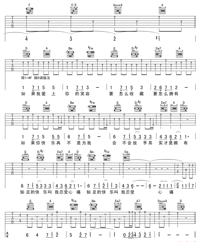 《知足》_吉他谱