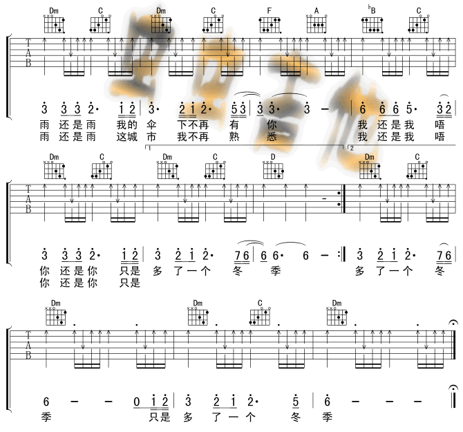 《冬季到台北来看雨》_高清吉他谱