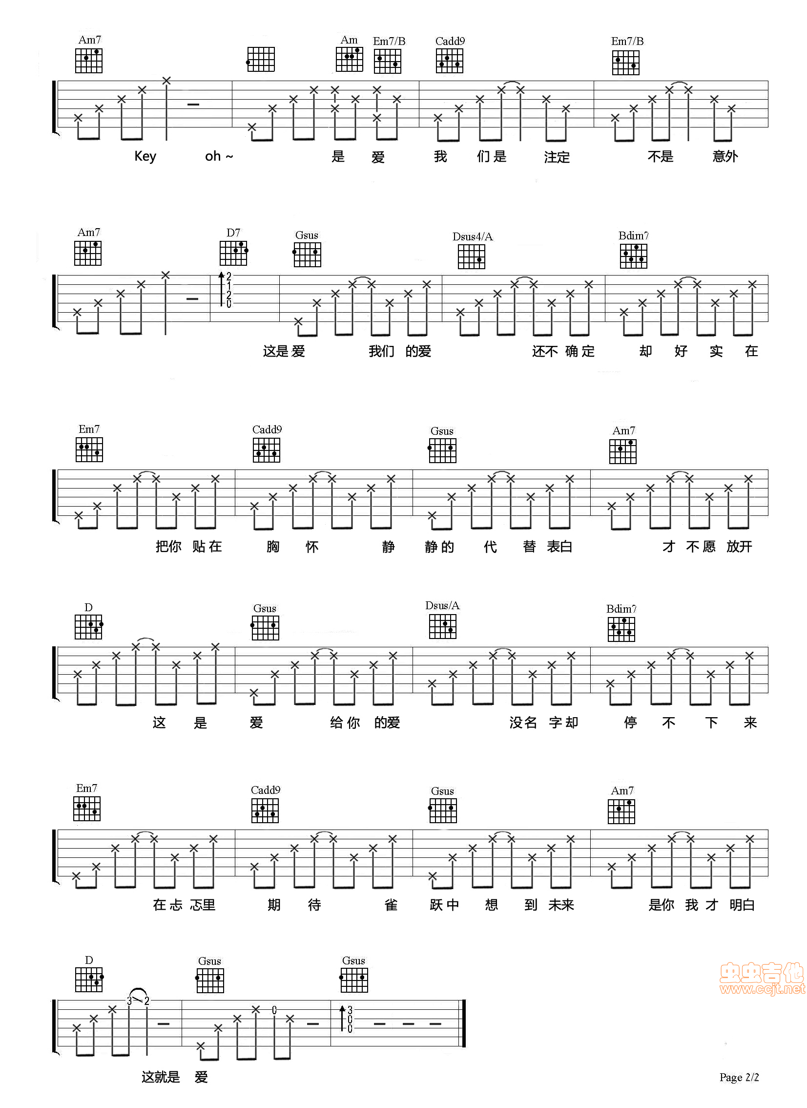 《第一个清晨》王力宏_吉他谱