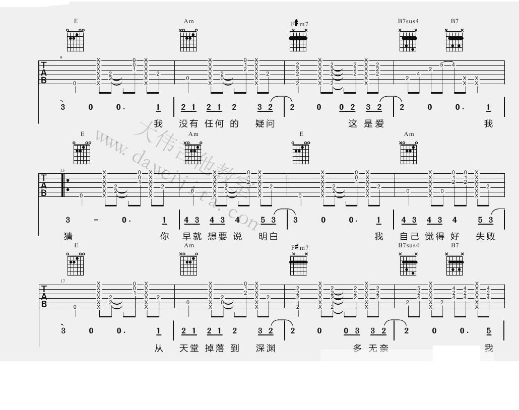 陶喆-普通朋友吉他弹唱谱