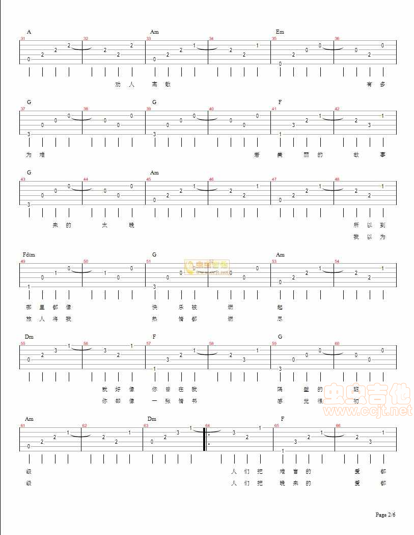 《我好想在哪见过你》_高清吉他谱