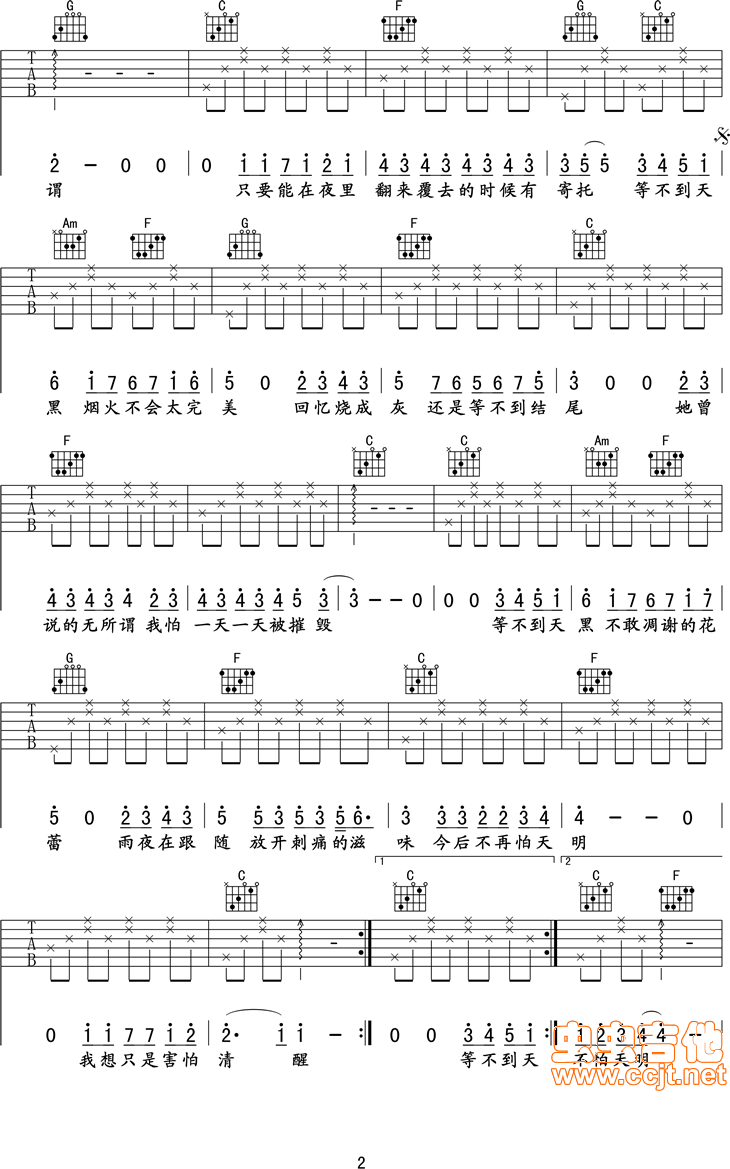 《她说》_高清吉他谱