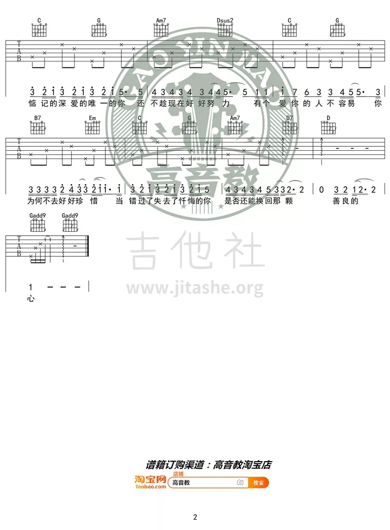 《有个爱你的人不容易》_高清吉他谱