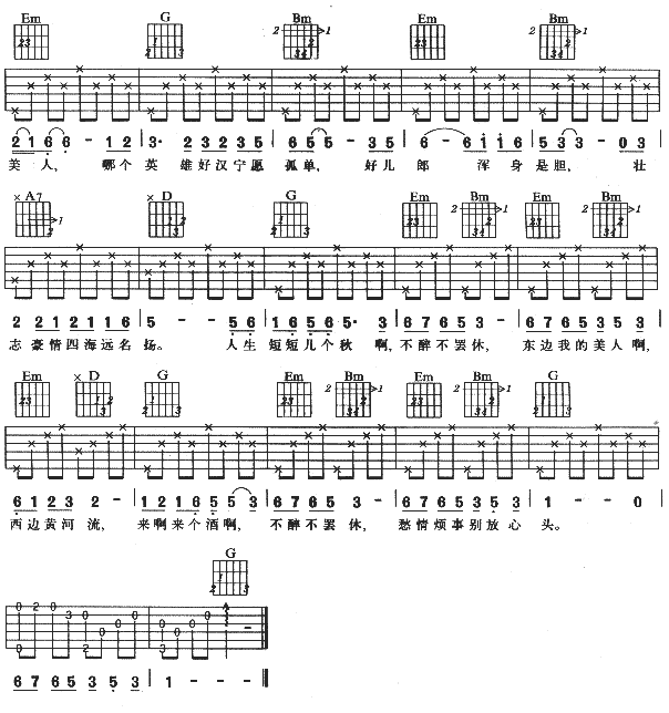 《爱江山更爱美人》_吉他谱